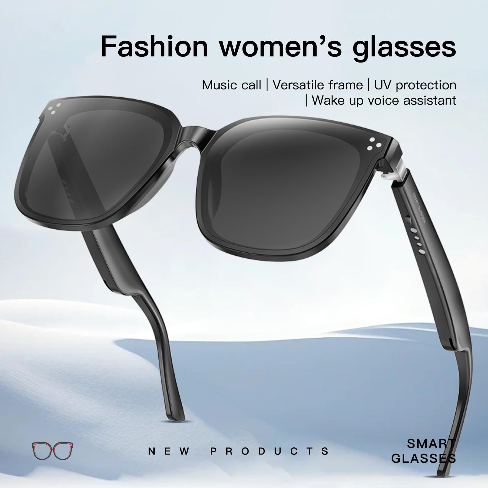 Smart glasses with black frames and dark lenses, fashion sunglasses Australia, smart sunglasses, Can I take phone calls with audio sunglasses, 